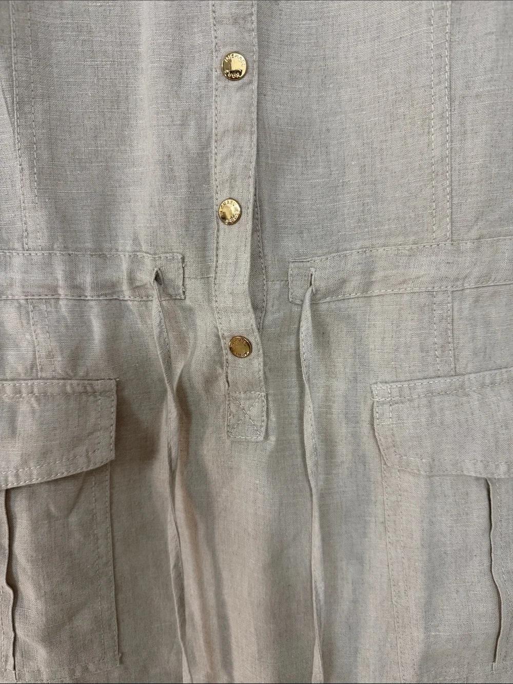 Michael Kors Sleeveless Midi Shirt Dress in Light Beige